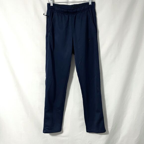 Nike Therma Fit Joggers Sweat Pants S Navy Blue Tapered Leg Open Hem 29 x 31 - Picture 1 of 9